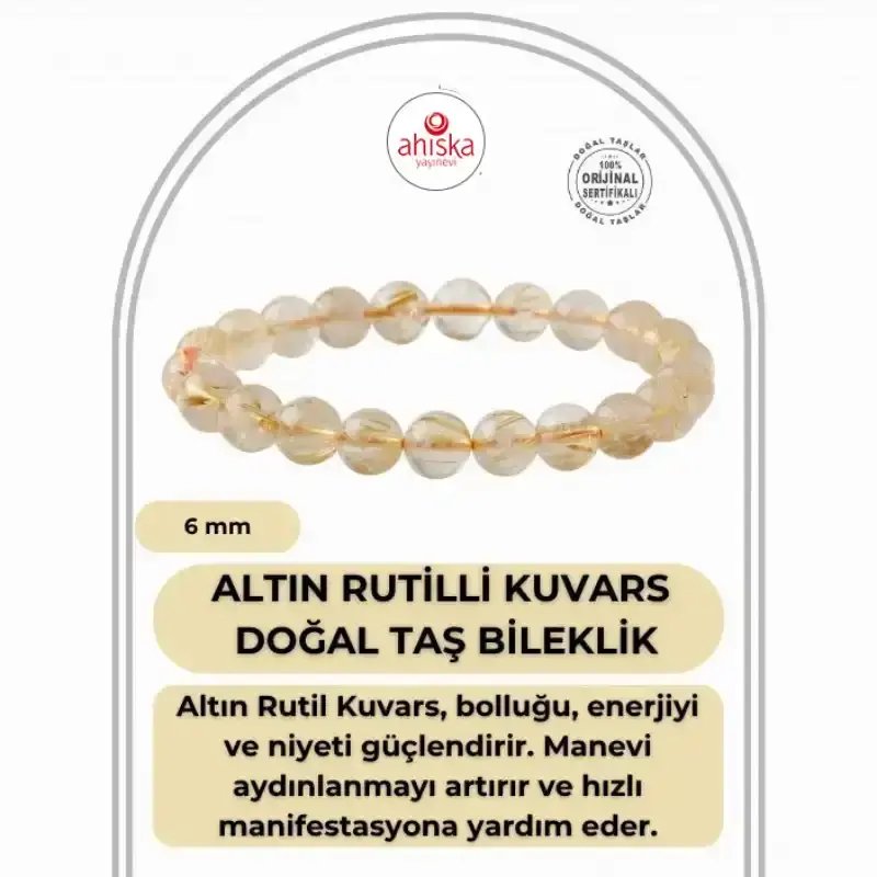Altın Rutilli Kuvars 6mm Doğal Taş Bileklik - 2