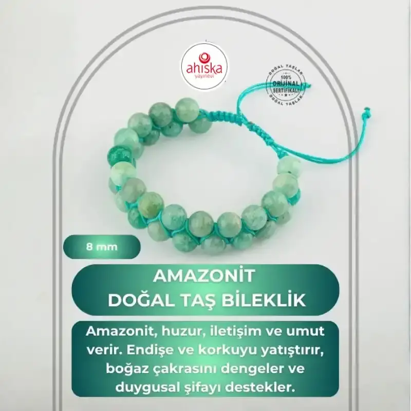 Amazonit 8mm Çift Sıra Makrome Doğal Taş Bileklik - 2