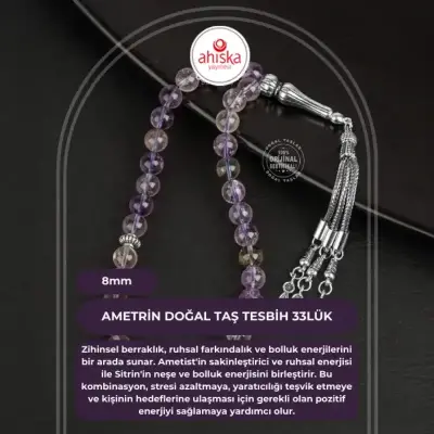 Ametrin Doğal Taş Tesbih 33lük - 8mm - Doğal Taş (1)