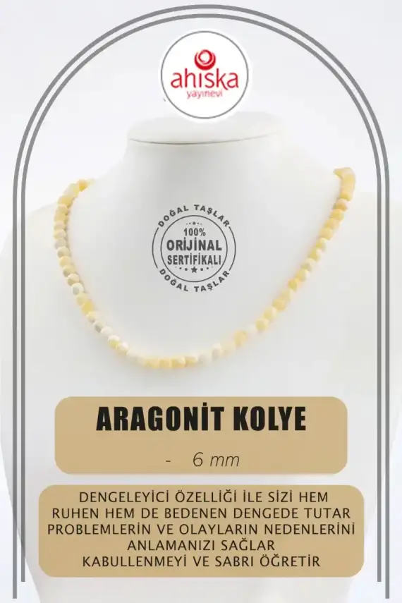 Aragonit 6 mm Dizi Doğal Taş Kolye - 1