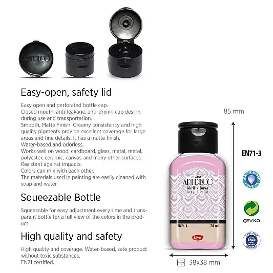 Artdeco Akrilik Boya 75 ml Pastel Renkler 6 Lı - 8