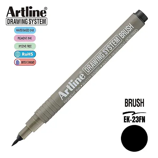 Artline Drawing System Brush Teknik Çizim Kalemi Siyah Fırça Uçlu - 2
