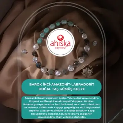Barok İnci-Amazonit-Labradorit Doğal Taş Gümüş Kolye - Doğal Taş (1)