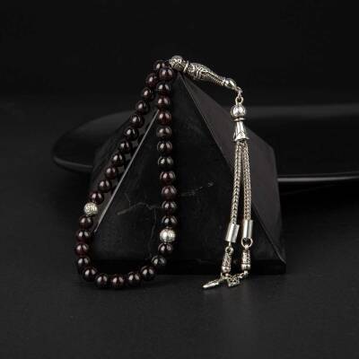 Bordo Granat Lal Doğal Taş Tesbih 33lük - 6mm - 3