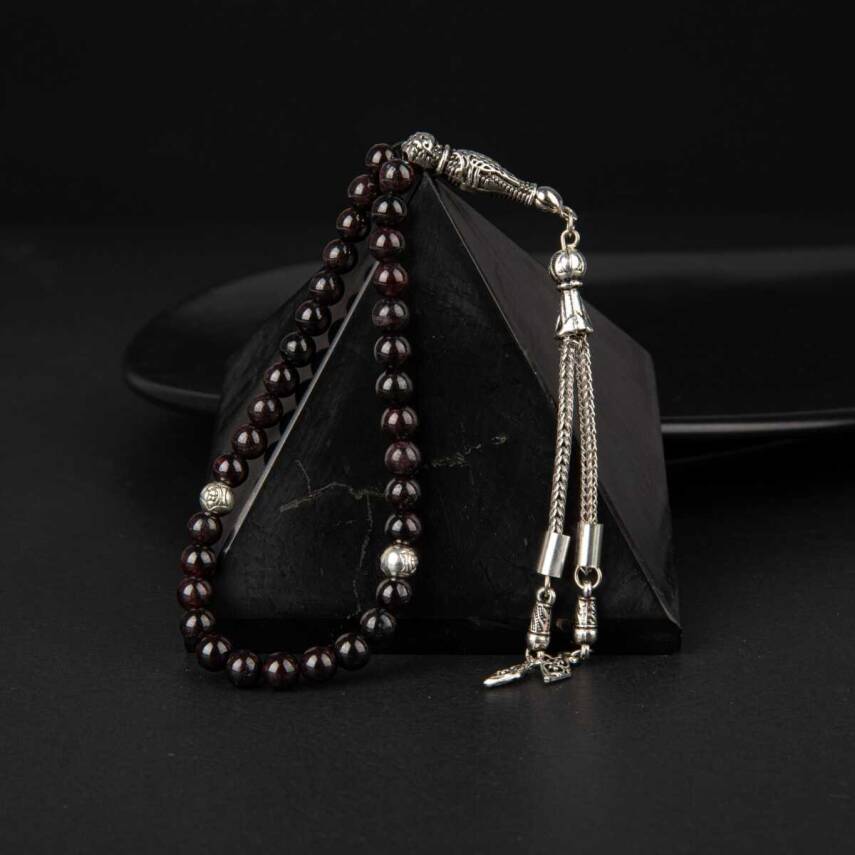 Bordo Granat Lal Doğal Taş Tesbih 33lük - 6mm - 3