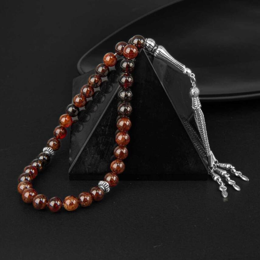 Bordo Granat Lal Doğal Taş Tesbih 33lük - 8mm - 3