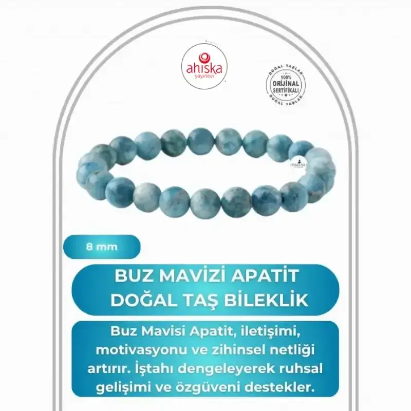 Buz Mavizi Apatit 8mm Doğal Taş Bileklik - 2