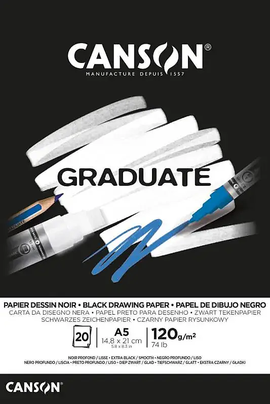 Canson Graduate Siyah Blok A5 120 gr 20 Yp - 1