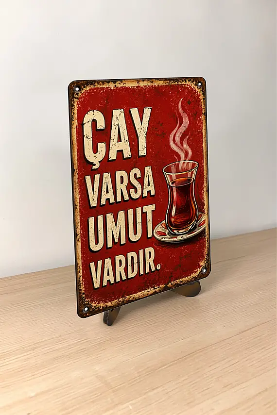 Çay Varsa Umut Vardır MiniDekor Magnet Ayaklı 9×13,5 cm - 1