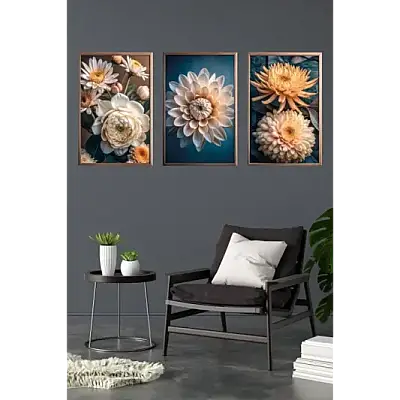 Çiçek 3d 3lü Mdf Tablo - 4
