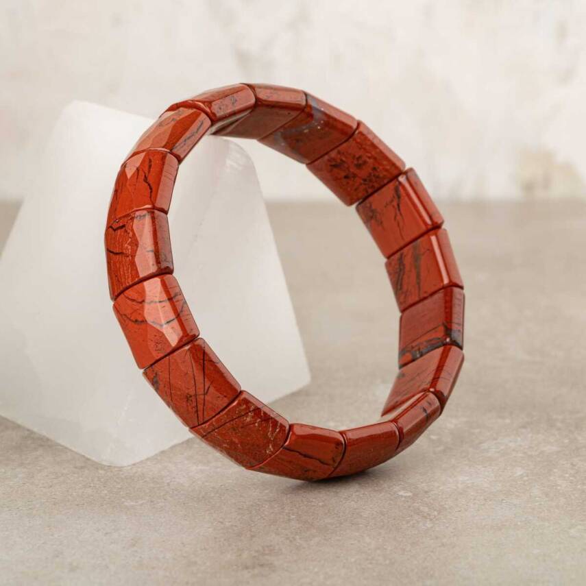Dragon Jasper Doğal Taş Balık Sırtı Geniş Kesim Bileklik - 1