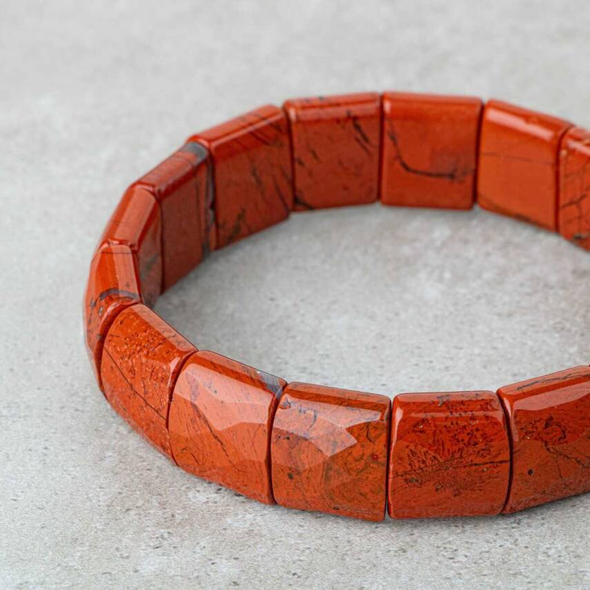 Dragon Jasper Doğal Taş Balık Sırtı Geniş Kesim Bileklik - 4