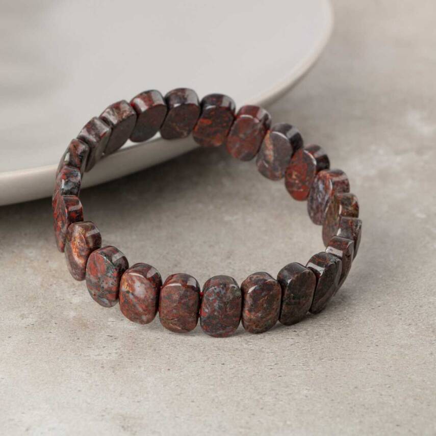 Dragon Jasper Doğal Taş Geniş Kesim Bileklik - 3