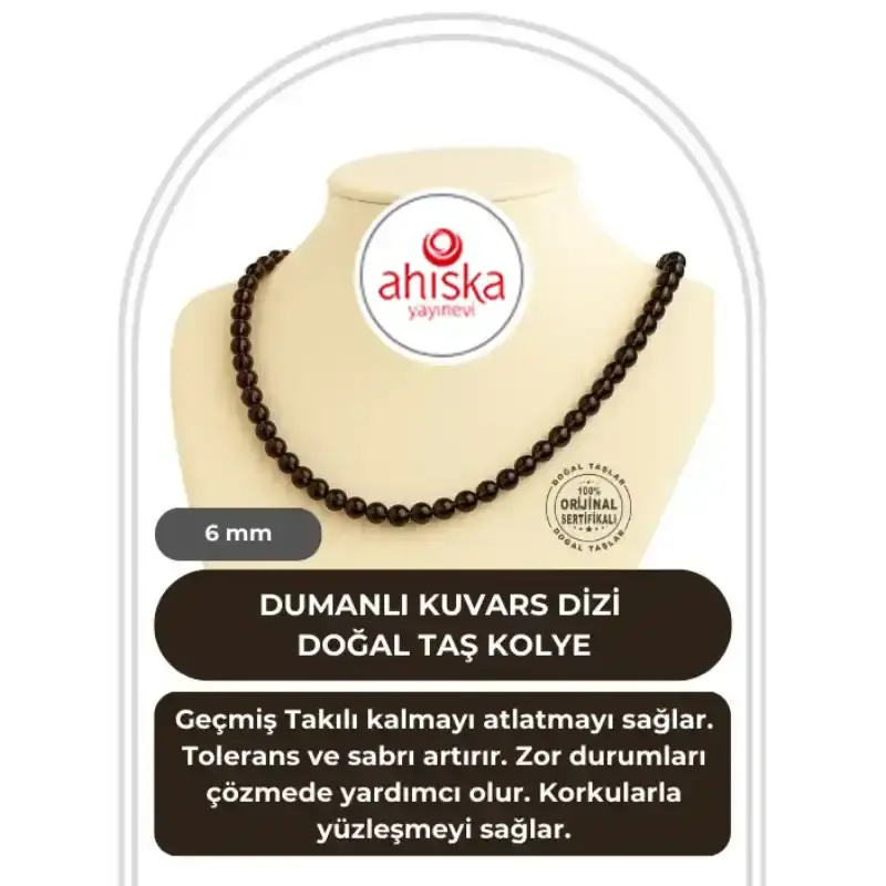 Dumanlı Kuvars 6 mm Dizi Doğal Taş Kolye - 2
