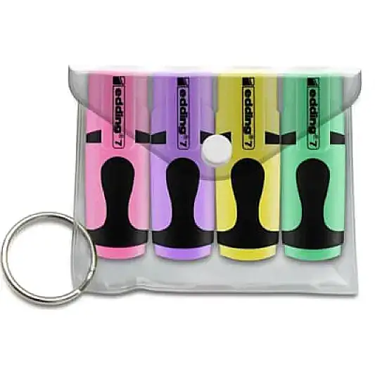 Edding Mini Fosforlu Kalem Pastel Renkler 4 Lü Poşet - 1