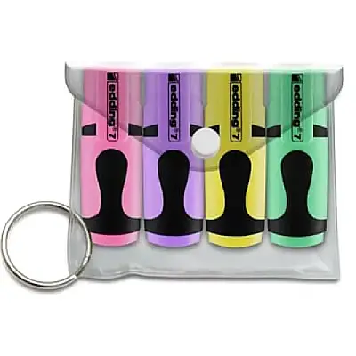 Edding Mini Fosforlu Kalem Pastel Renkler 4 Lü Poşet - Edding (1)