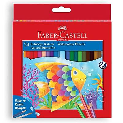 Faber Castell Aquarel Kuru Boya 24 Lü Tam Boy Karton Kutu - Faber Castell (1)