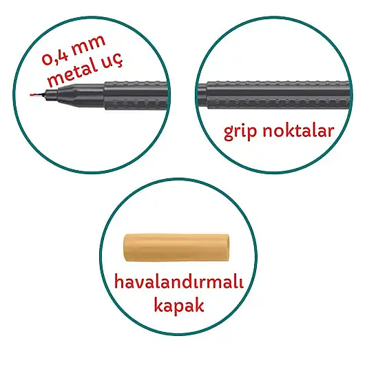 Faber Castell Grip Finepen 0.4 Koyu Mavi - 4