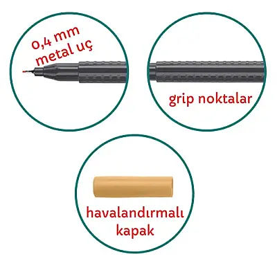 Faber Castell Grip Finepen 0.4 Yeşil - 1