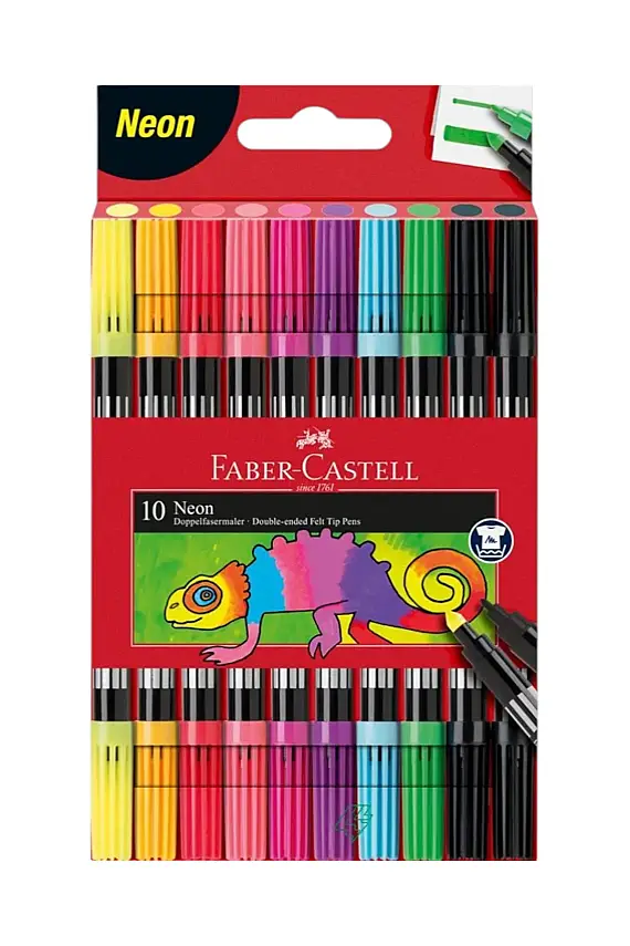 Faber Castell Neon Yıkanabilir Keçeli Kalem 10 Lu Çift Taraf Uçlu - 2