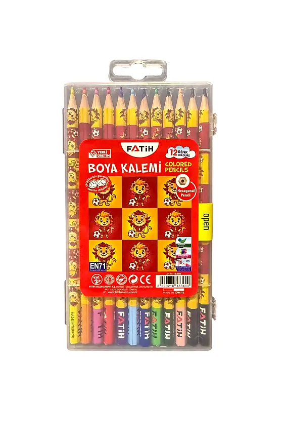 Fatih Aslan Kral Plastik Kutu Kuru Boya Kalemi 12 Renk Tam Boy - 2