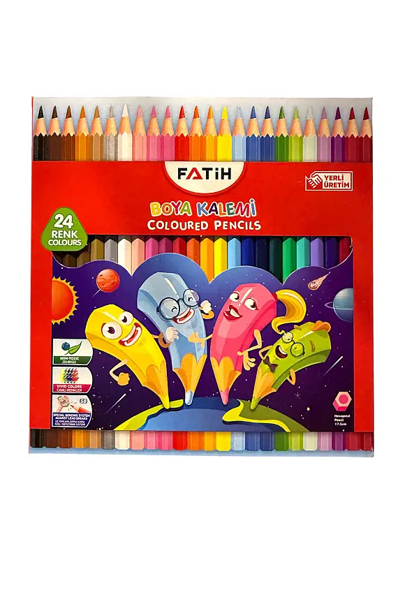 Fatih Karton Kuru Boya Kalemi 24 Renk Tam Boy - 2