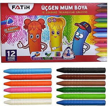 Fatih Üçgen Mum Boya 12 Renk Tam Boy - Fatih (1)