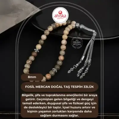 Fosil Mercan Doğal Taş Tesbih 33lük - 8mm - Doğal Taş (1)
