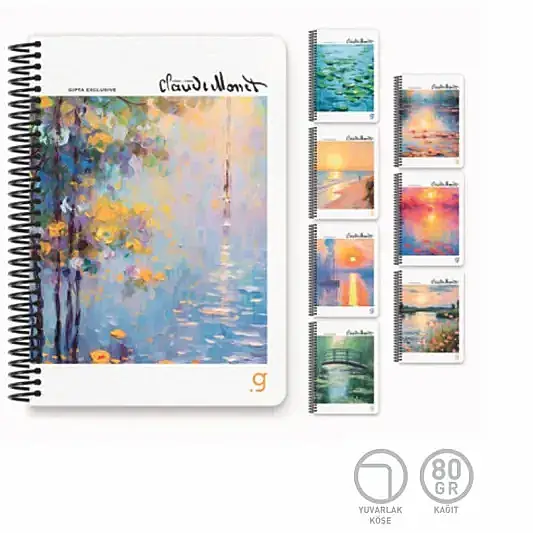 Gıpta Monet Çizgili Defter 100 Yp 17 x 24 Sert Kapak Spiralli - 1