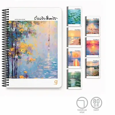 Gıpta Monet Çizgili Defter 100 Yp 17 x 24 Sert Kapak Spiralli - Gıpta (1)