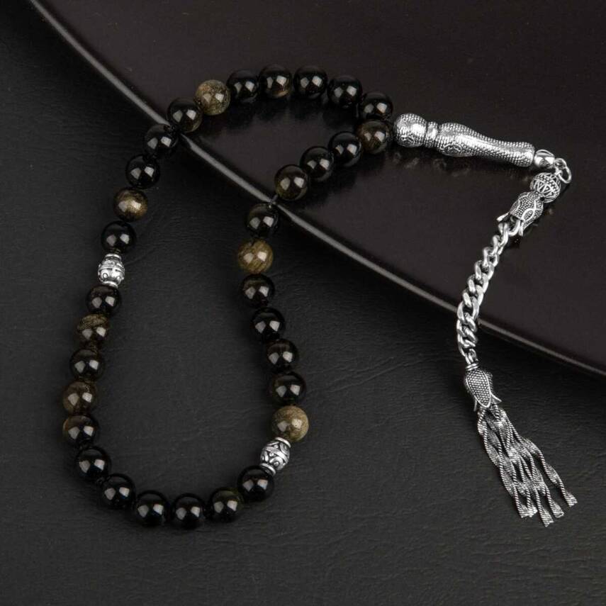 Golden Obsidyen Doğal Taş Tesbih 33lük - 8mm - 3