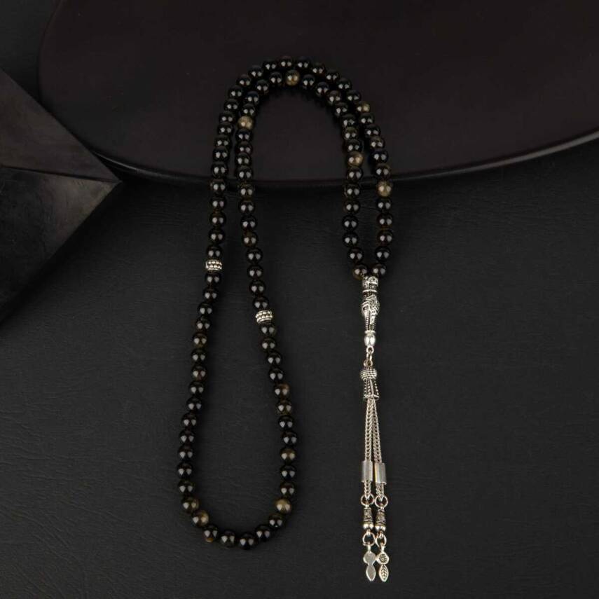 Golden Obsidyen Doğal Taş Tesbih 99luk - 6mm - 2