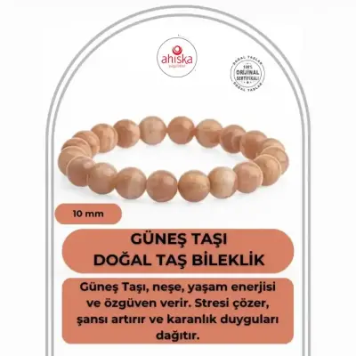 Güneş Taşı 10mm Doğal Taş Bileklik - Doğal Taş (1)