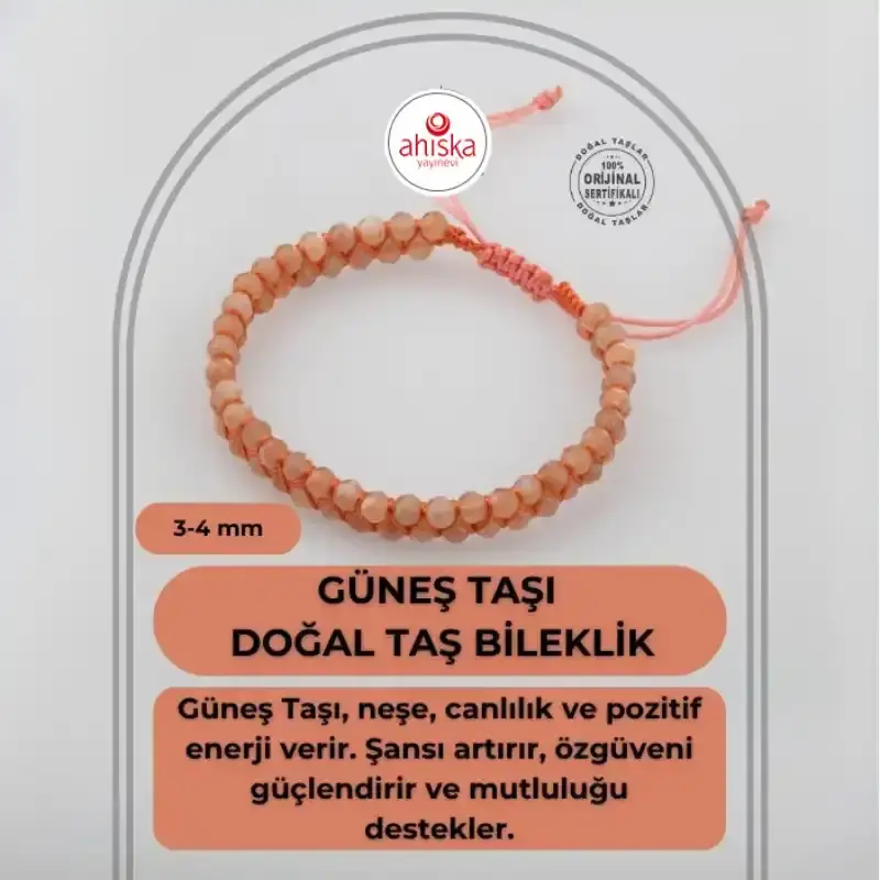 Güneş Taşı 3-4mm Çift Sıra Doğal Taş Bileklik - 2