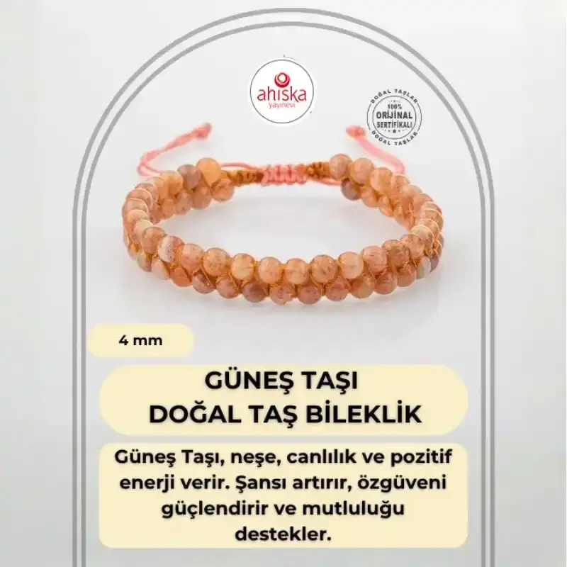 Güneş Taşı 4mm Çift Sıra Doğal Taş Bileklik - 2