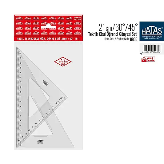 Hatas Teknik Gönye Seti 21 cm 60-45 - 1
