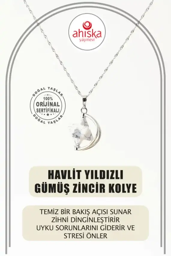 Havlit Doğal Taş Yıldızlı Kolye, Gümüş Zincir - 2