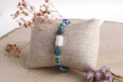 Hazel, Malahit-Lapis-Apatit-Akuamarin Doğal Taş Bileklik - 3