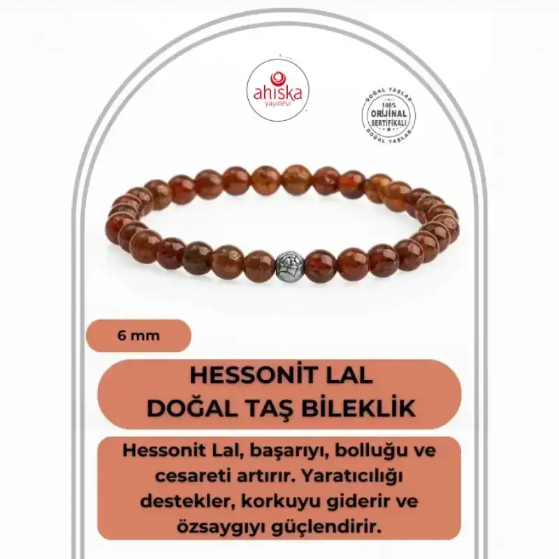 Hessonit Lal 6mm Doğal Taş Bileklik - 2