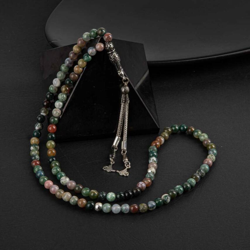 Hint Akiği Doğal Taş Tesbih 99luk - 6mm - 2