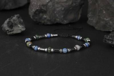 Hint Akik-Lapis Lazuli-Hematit Doğal Taş Bileklik - 3