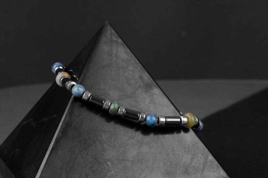 Hint Akik-Lapis Lazuli-Hematit Doğal Taş Bileklik - 4