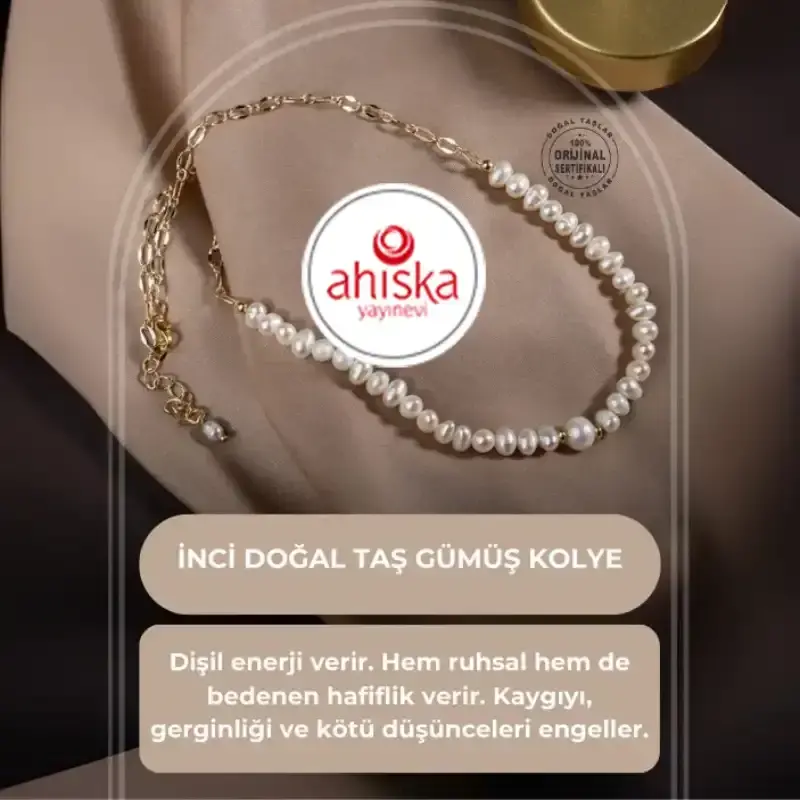 İnci Doğal Taş Gümüş Kolye - 2
