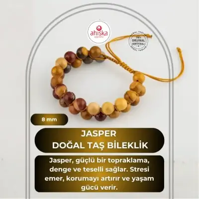 Jasper 8mm Çift Sıra Makrome Doğal Taş Bileklik - Doğal Taş (1)