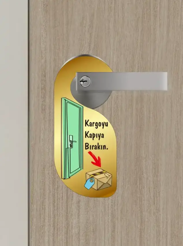 Kargoyu Kapıya Bırakın Kapı Askısı Kapı Uyarı Levhası - 2