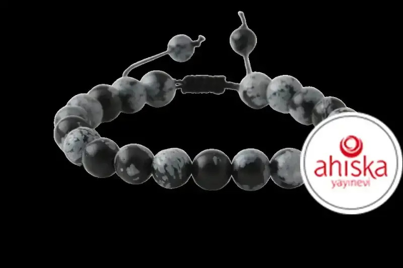 Karlı Obsidyen 8mm Merdiven Kapama Doğal Taş Bileklik - 2