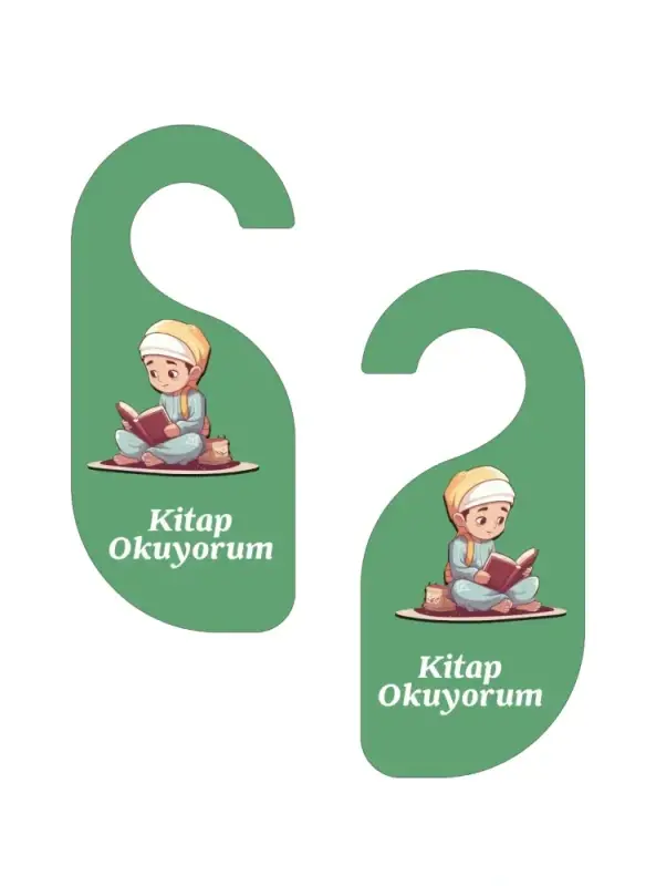 Kitap Okuyorum. Erkek Kapı Askısı Kapı Uyarı Levhası - 4