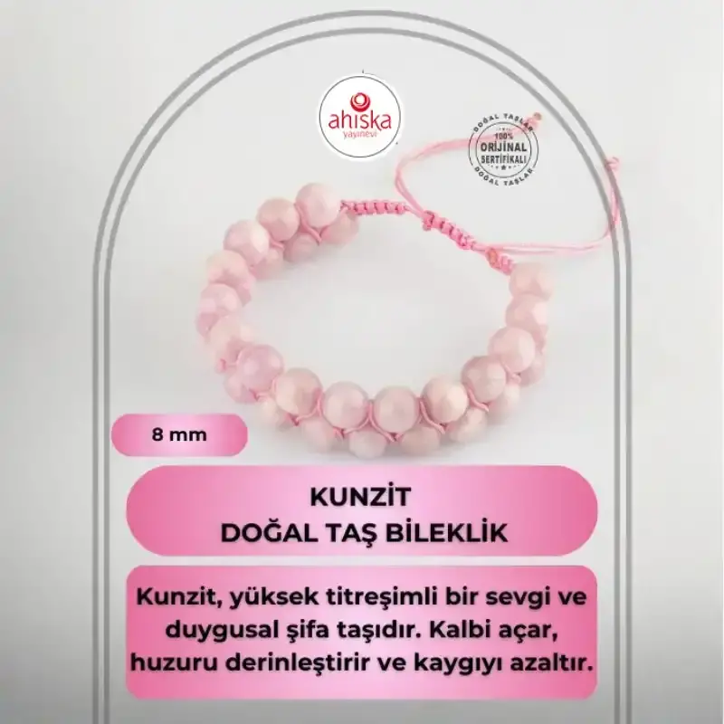 Kunzit 8mm Çift Sıra Makrome Doğal Taş Bileklik - 2