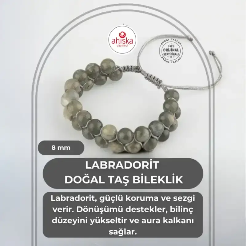 Labradorit 8mm Çift Sıra Makrome Doğal Taş Bileklik - 2