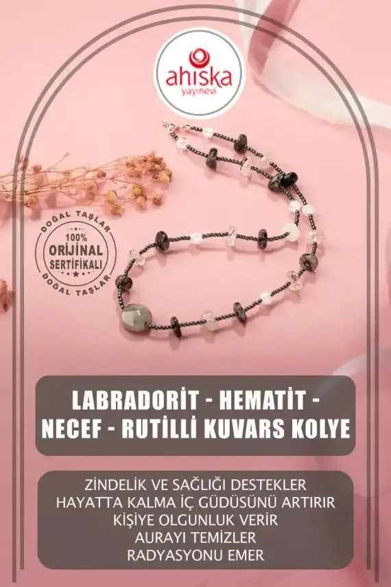 Labradorit-Necef-Rutilli Kuvars-Hematit Doğal Taş Kolye - 1